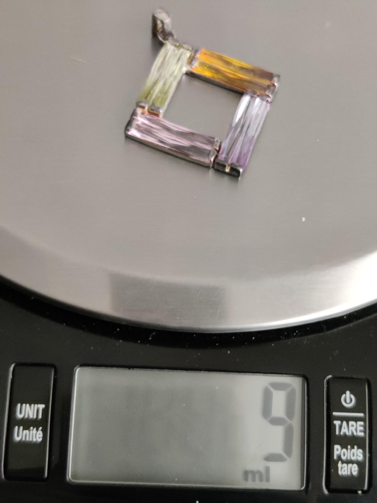 925 Sterling Silver Multi Gemstone 2" Pendant Sig… - image 6