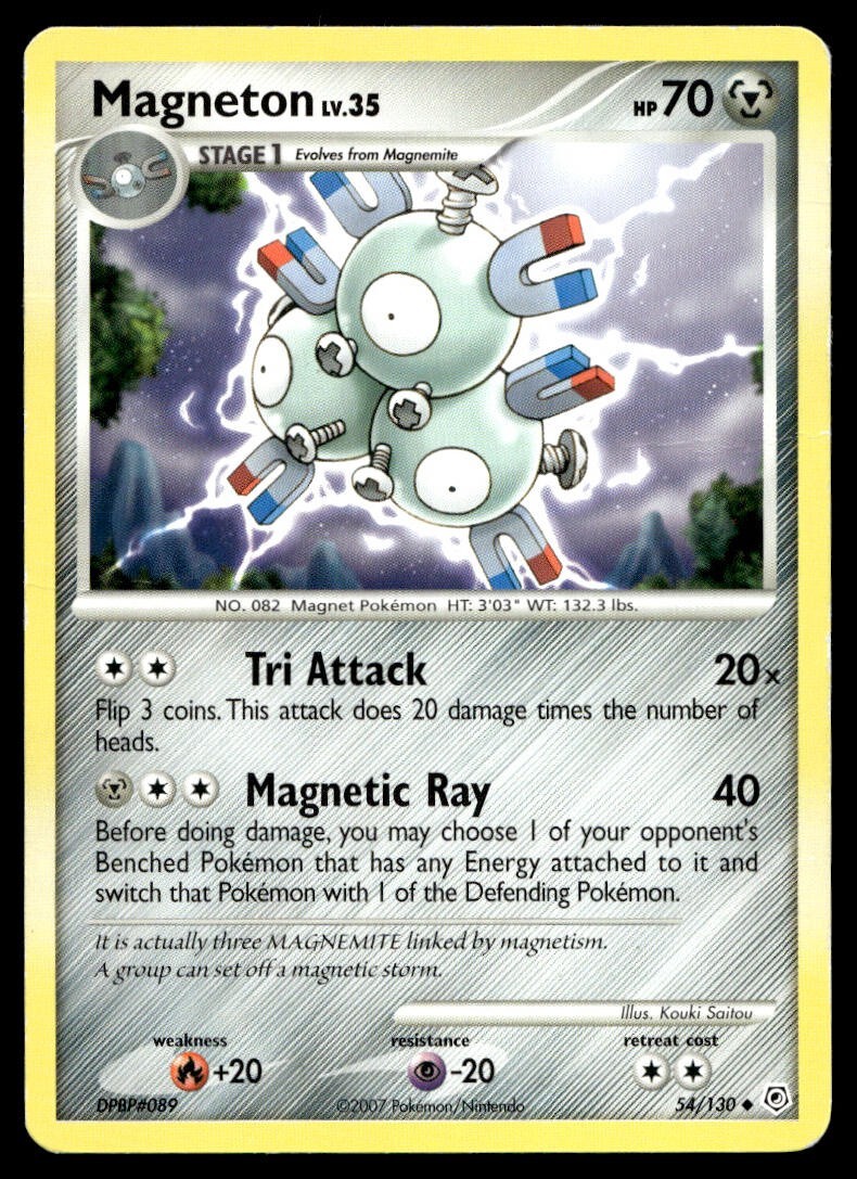 Magneton 54/130 Pokemon Card Diamond & Pearl Uncommon 70 HP Played C40