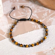 Hematite Tiger's Eye Beads Healing Triple Protection Strength Women Men Bracelet