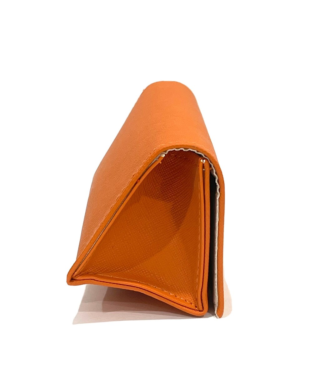 Tory Burch sunglasses case orange Syn leather gold logo  display picture 1
