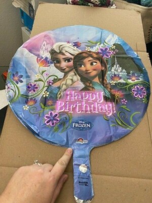 Disney Frozen Happy Birthday Foil Mylar 18'' Balloon Round with Elsa and Anna New