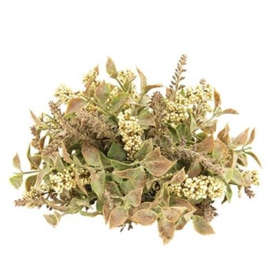 NEW Farmhouse HERBS HALF SPHERE CREAM BERRY LEAFY 4'' H x 10'' W Crafts Green
