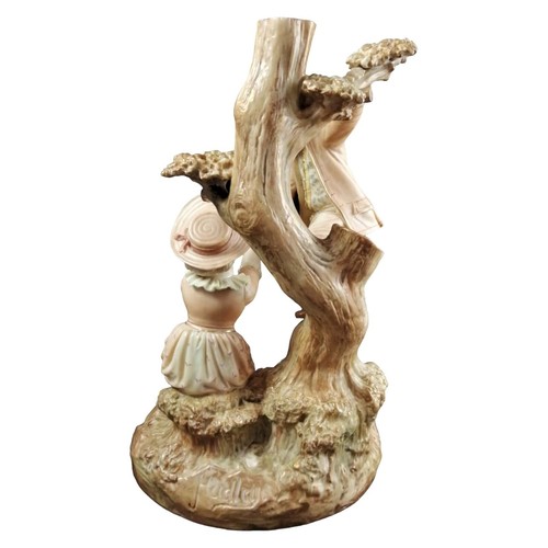 Royal Worcester blush ivory large figure group by Hadley, boy and girl, 1888 - Picture 7 of 24