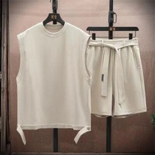 Mens Tracksuit 2-Piece Set Short Sleeve T Shirt Shorts Sweatsuit Outfit Set