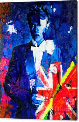 Motiv David Bowie the Duke Blau 100x150 cm XXL Leinwandilder Pop Art  Legende