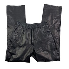 Bermans Vintage Women  s Black Soft Leather Pants Biker Motorcycle Sz 6 31  EUC