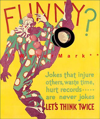 Funny ? Let's Think Think Twice 1929 WPA Motivational Vintage Poster Print Art