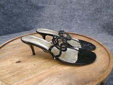 Sandalias de charol negras Valentino Garavani zapatos de tacón de cuero talla 37 EE. UU. 7