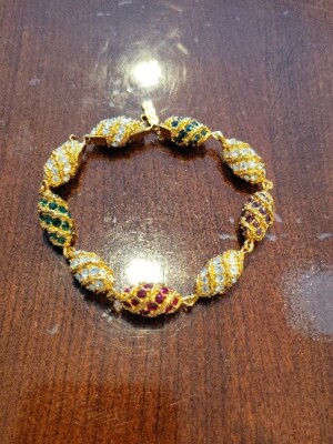 Glamorous Vintage JBK Camrise & Cross Rhinestone Bracelet8''