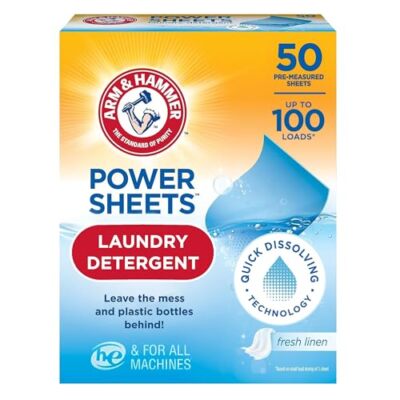 Arm & Hammer Power Sheets Laundry Detergent,Fresh Linen 50ct