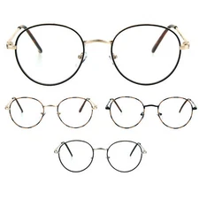 Classic 90s Metal Rim Round Oval Clear Lens Eye Glasses Frame