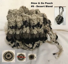 Hippie Boho Stow & Go Pouch Bag Purse Large Handcraft Knit Crochet Desert Blend