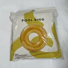SunnyLife Disco Gold Pool Ring Float Tube with Glitter 41 x 41 NEW Floaty