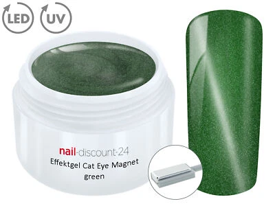 NAIL-DISCOUNT-24 UV LED Effekt Gel Cat Eye Magnet GREEN Glitzer Farb Color Magic Nail Lack Grün