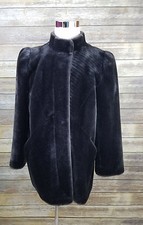 Sasson Glenoit Faux Fur Coat Jacket Vintage 1980s New York Paris Size 18