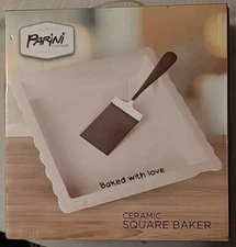 Parini Cookware Ceramic Square Baker NEW in Box Sealed Baked With Love