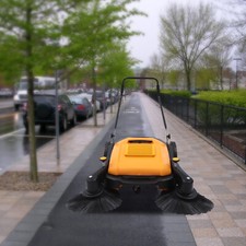 Industrial 51" Hand Push Sweeper 2 Brushes Walk Behind Street Pavement Cleaner