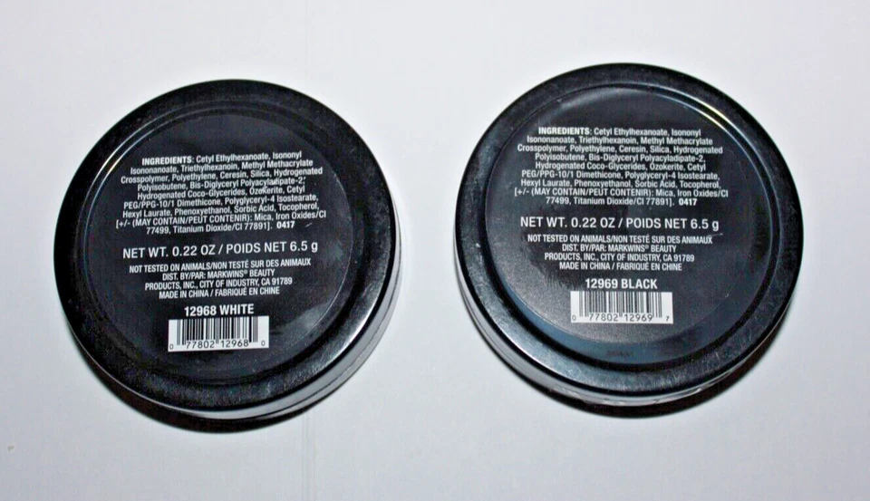 Vaso de tinta Wet n Wild pinturas #12969 preto + #12968 branco lacrado (lote de 2 peças) - Imagem 2 de 2