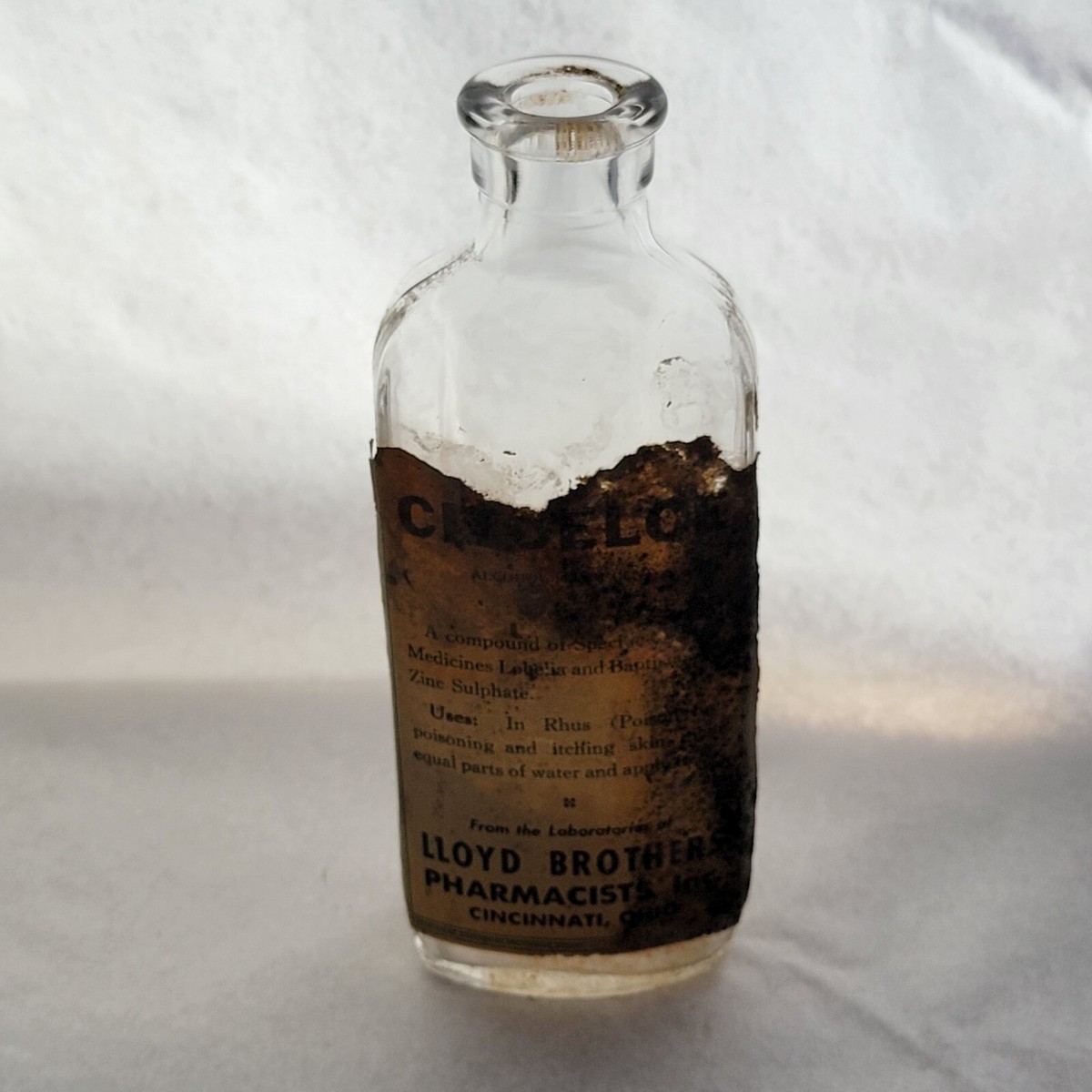 ANTIQUE Glass Lloyd Brother Label Apothecary Bottle RX Medicine