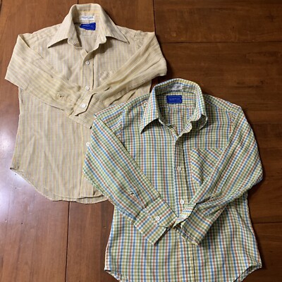 Branford Youth Plaid Button Up Shirts, Two, 1970's, Made in Korea, Size 7 or 8?