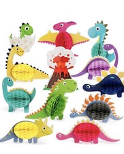 Pack de 12 centros de mesa Mocoosy para fiesta de dinosaurios nido de abeja para decoraciones de mesa.
