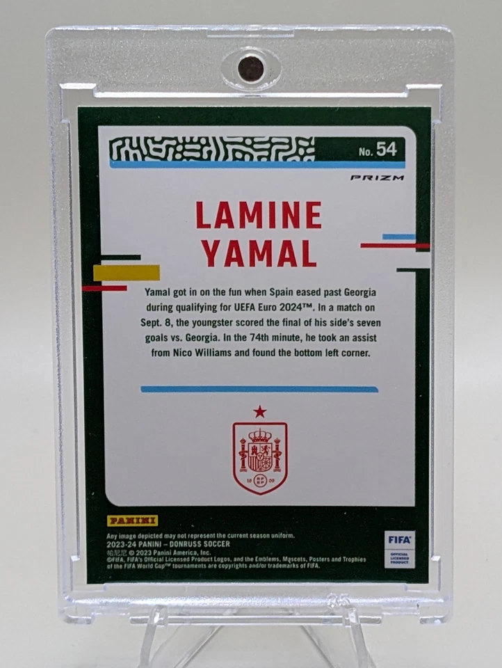 Lamine Yamal 2023-24 Donruss FIFA clasificación óptica novato #54 velocidad láser Prizm radiocontrol Foto 2 de 2