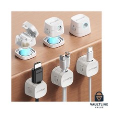 Cable Organizer 6-Pack Magnetic and Adhesive Cord Clips