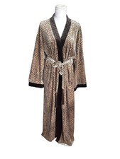 Vintage Diamond Tea Animal Print Full Length Velvet Velour Robe Cheetah Print S