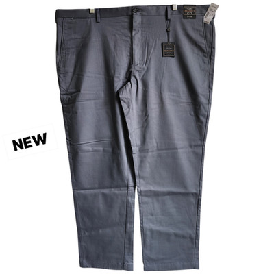 46x30 Gray Chinos Khakis Pants Jos A Bank Cotton Reserve New Flat Front Tailored