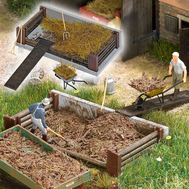 Busch 1526 - 1/87 / H0 Manure Heap with Accessories - New