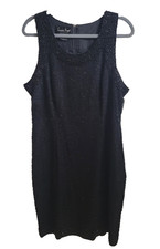 Vintage Lawrence Kazar Black Silk Heavily Beaded Sleeveless Party Cocktail Dress