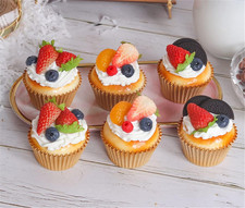 6PCS Artificial Cake Fake Simulation Realistic Cupcake Bread Dessert for Decorat