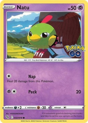 Natu Common Pokemon GO 032/078 NM