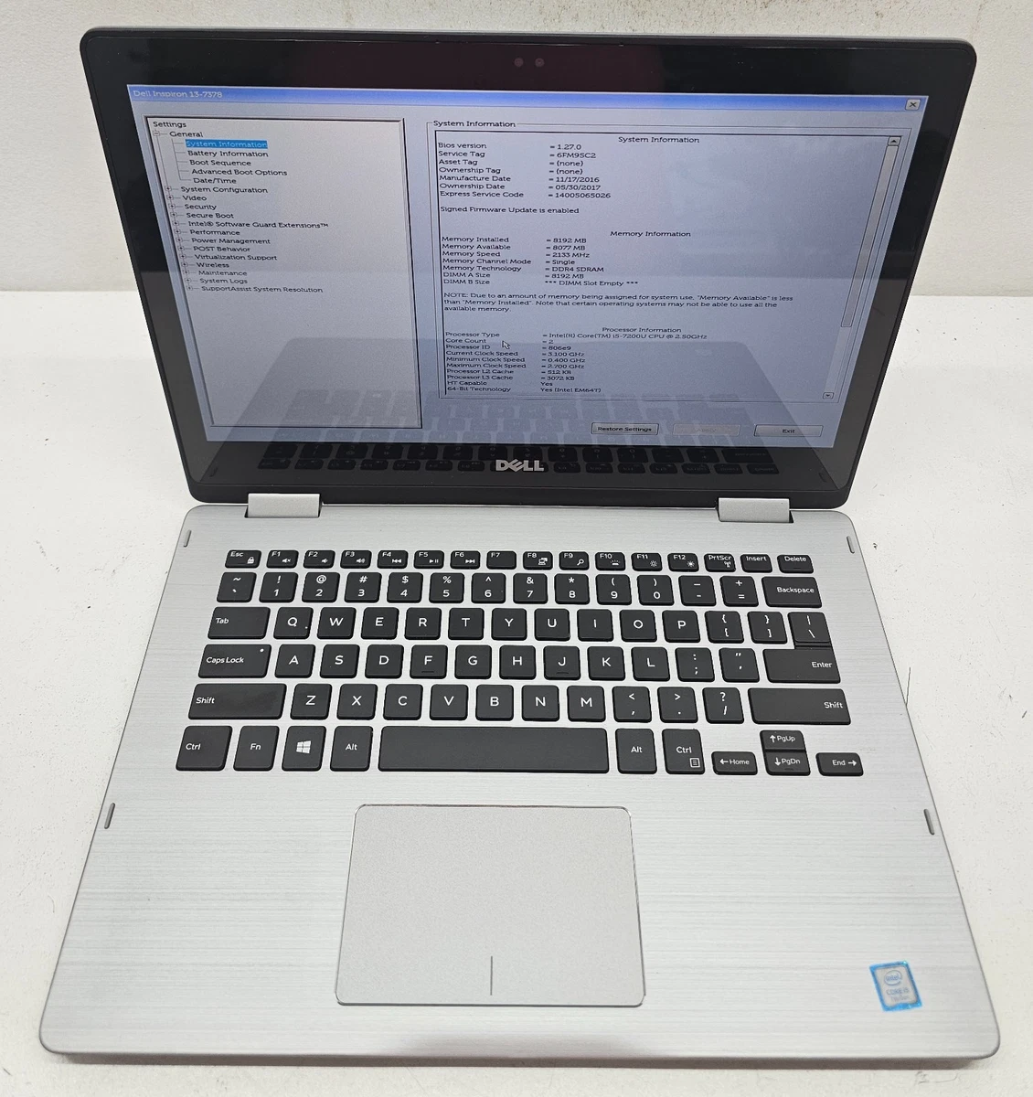 Dell Intel Core I5-7200U Processor 8 GB RAM PC Laptops & Netbooks