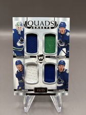 2021-22 UD The Cup Quads Jersey Patch Demko/Boeser /Pettersson/Hughes 15/25