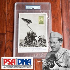 JOE ROSENTHAL Autograph IWO JIMA FLAG RAISING PULITZER PRIZE Photo SIGNED * PSA