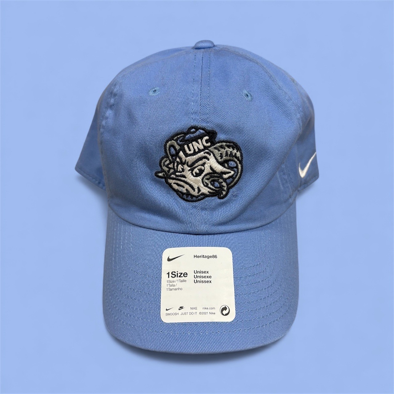 Nike Heritage86 UNC Tar Heels Dri-FIT Baseball Cap Light Blue One Size Unisex
