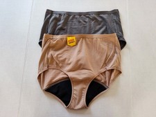 Hanes Women's Period Underwear Size 9 2XL 2 Pack Briefs Gray, Beige