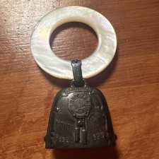 Sterling Silver Baby Rattle Mother of Pearl Handle Engraved Dated Feb 21 1926