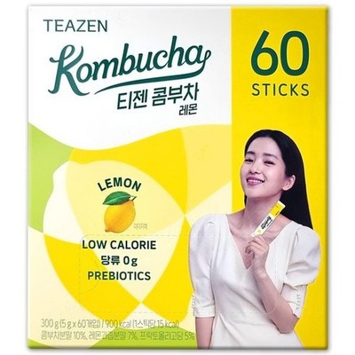 TEAZEN Kombucha Lemon 60 Sticks (5g x60) Korean Sugar-Free Low Cal Drink Mix