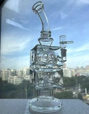 unique square big egg torch Recycler rig Glass Water pipe Smoking bong thick 13"