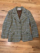 Vintage Womens Pendleton Wool Blazer Sz 12 Green Plaid