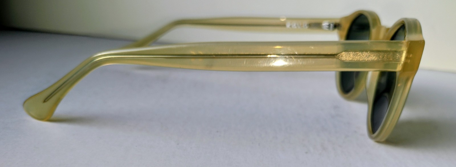 Kolo 400-1023 Round Honey Frame Grey Lens Sunglasses Handmade Italy 50mm