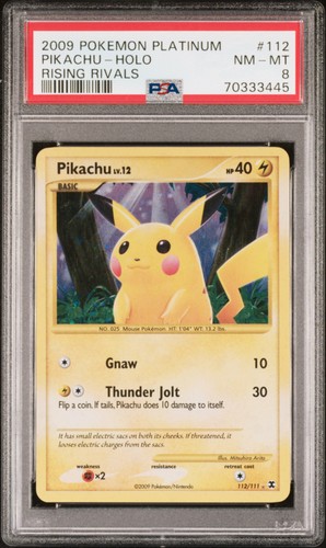 PSA 8 Pikachu Secret Rare 112/111 Platinum Rising Rivals Pokemon NM-MT