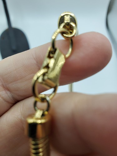 Gold Tone Sliding Collar Omega Necklace Triangle Modern Statement MCM JB5 - Picture 4 of 6