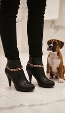 Women Bracelet Gold Metal Boot Chain Coral Links Shoe Charm Adjustable Size SET