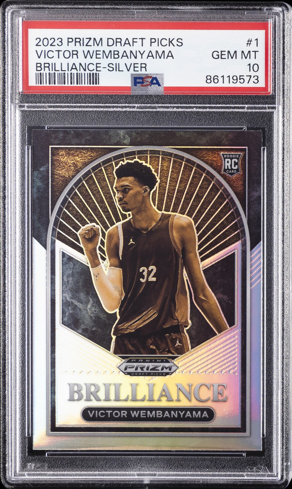 2023 PANINI PRIZM DRAFT PICKS BRILLIANCE SILVER PRIZM VICTOR WEMBANYAMA PSA 10