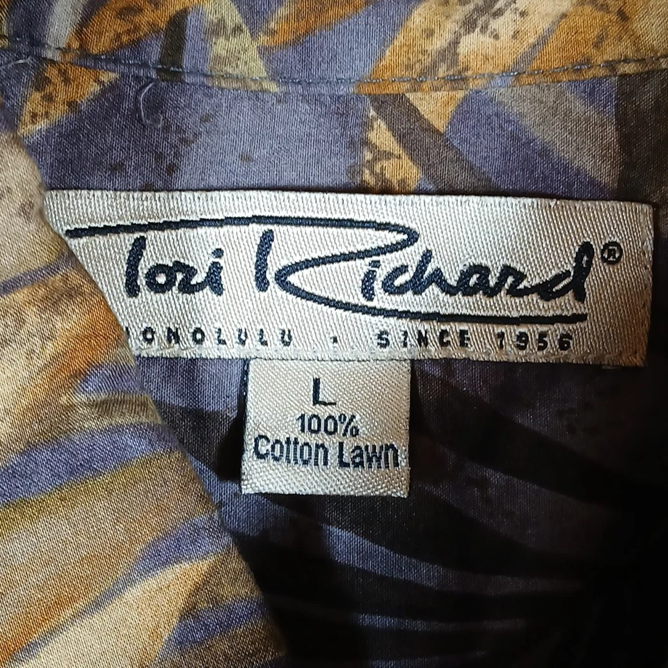 Рубашка мужская Tori Richard L гавайская с цветочным рисунком коричневая с коротким рукавом на пуговицах - Изображение 4 из 4