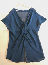 VGC JIGSAW One Size Black Silk Cotton Crinkle Kaftan Beach Dress Pool Cover Up