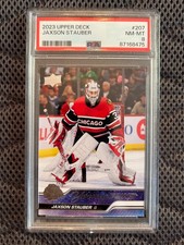 2023 Upper Deck Jaxson Stauber Young Guns #207. PSA 8 . Blackhawks